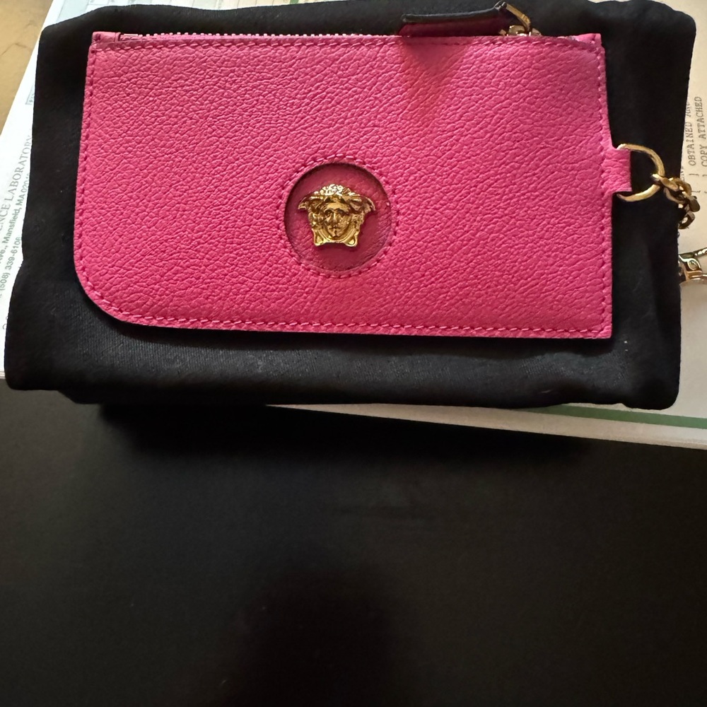 Versace Fuchsia and Ebony Key & Card Holder